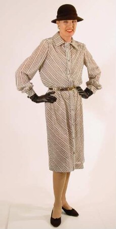 Trotteurkleid mit feinen, beige-braunen Streifen