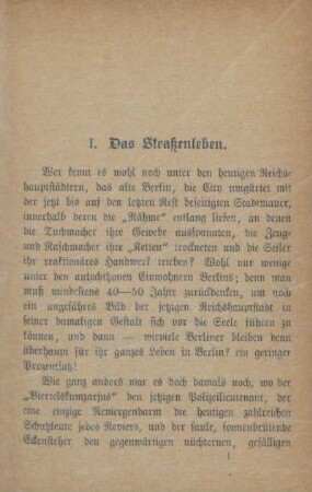 I. Das Straßenleben
