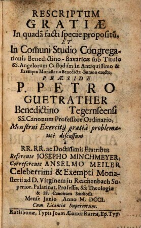 Rescriptum gratiae, in quadam facti specie propositum