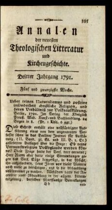 Fünf und zwanzigste Woche