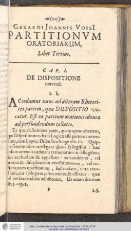 Gerardi Joannis Vossi Partitionum Oratoriarum. Liber Tertius