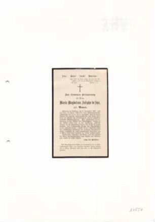 Syo, Maria Magdalena Josepha (de Syo) geb. Maas