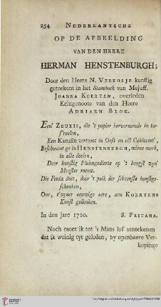 Op de afbeelding van den Heere Herman Hestenburgh