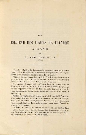 Le chateau des comtes de Flandre a Gand : extrait des Annales des travaux publics de Belgique