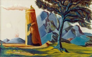 Landschaft mit rauchendem Turm