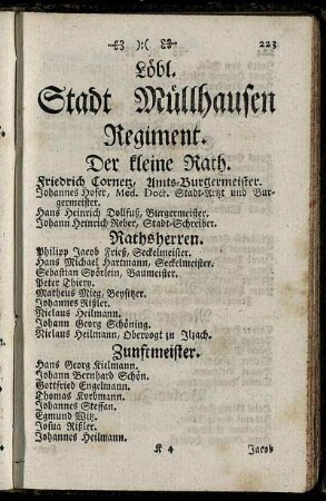 Löbl. Stadt Müllhausen Regiment. - Löbl. Stadt Biel Regiment.