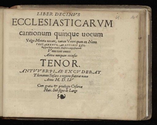Liber decimus ecclesiasticarum cantionum quinque vocum ... Tenor