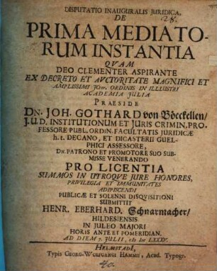Disp. inaug. iur. de prima mediatorum instantia