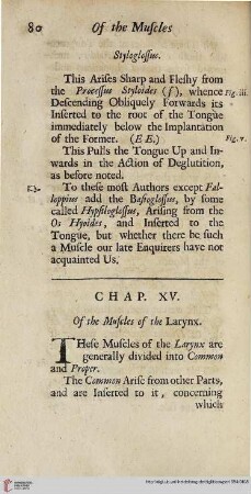 Chap. XV: Of the Muscles of the Larynx