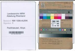 Entnazifizierung Aloys Packhaeuser , geb. 05.10.1902 (Zollsekretaer)