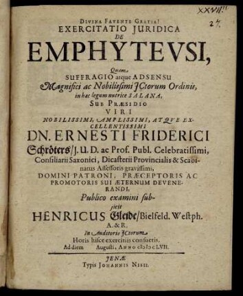 Exercitatio Iuridica De Emphyteusi
