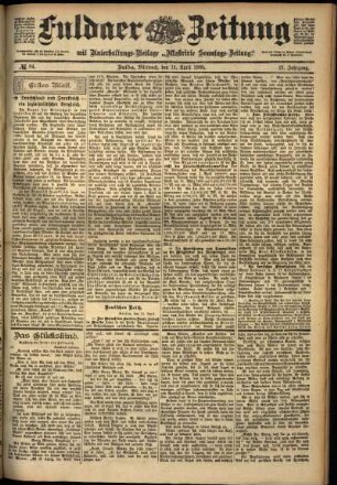Erste Ausgabe vom Mittwoch, den 11. April 1900.