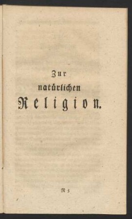 Zur natürlichen Religion