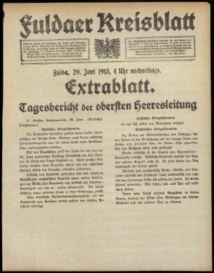 Ausgabe vom Dienstag, den 29. Juni 1915.
