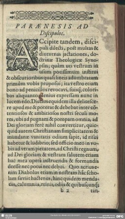 Paraenesis Ad Discipulos