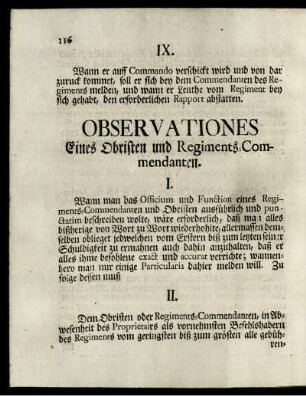 Observationes Eines Obristen und Regiments Commendanten