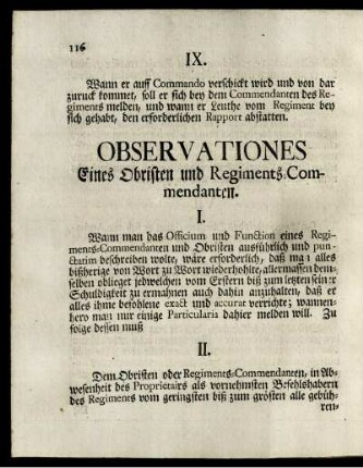 Observationes Eines Obristen und Regiments Commendanten