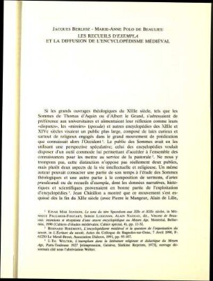 Les recueils d'Exempla et la diffusion de l'encyclopédisme médiéval