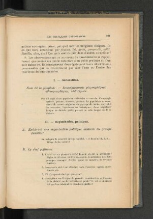 II. Organisation politique.
