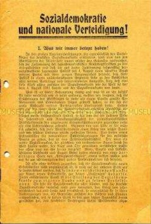 Streitschrift um die Haltung der SPD zum Krieg