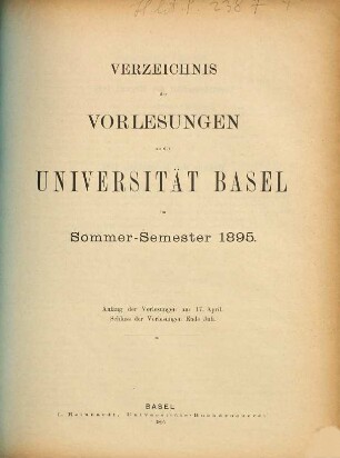 Verzeichnis der Vorlesungen. 1895. SS.
