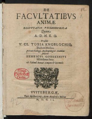De Facultatibus Animae Disputatio Philosophica