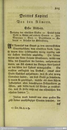 Drittes Kapitel. Von den Römern