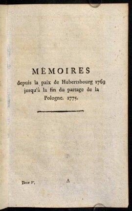 1-156, Mémoires despuis la paix...