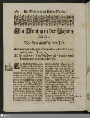 Am Montag in der Paßion-Wochen. Von dem glückseeligen Tod