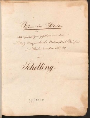 System der Weltalter, Vorlesungsnachschrift München WS 1827/28, anonym - BSB Cgm 8541