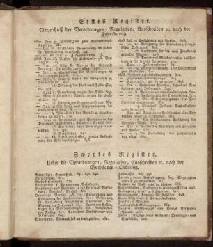 Erstes Register - Drittes Register.
