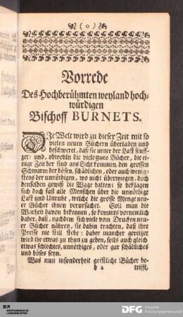 Bischoff Burnets Vorrede.