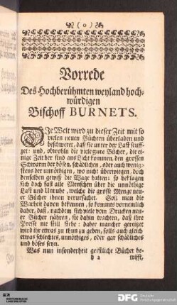Bischoff Burnets Vorrede.