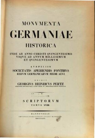 Monumenta Germaniae Historica : inde ab anno Christi quingentesimo usque ad annum millesimum et quingentesimum. 19, Annales aevi Suevici