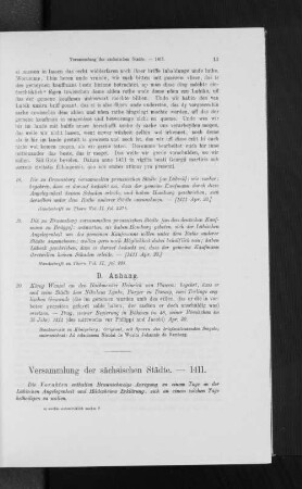Versammlung der sächsischen Städte. - 1411.