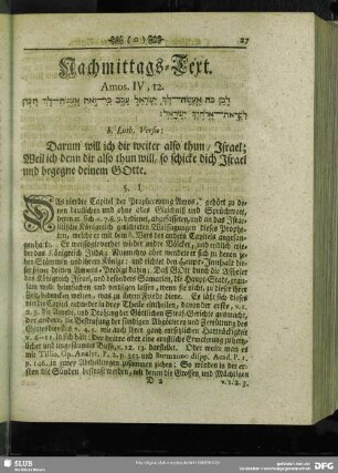 [Erklärung der Nachmittags-Predigt, Amos. IV, 12]