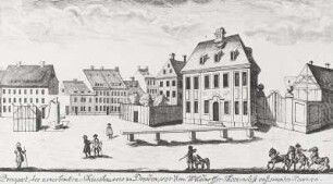 Prospect, des neuerbauten Schiesshausses zu Dresden, vor dem Wilsdruffer Thore, nebst anstossenden Haeusern