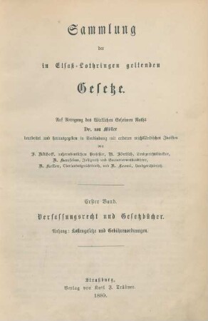 [Abt. 1], Bd. 1: Verfassungsrecht und Gesetzbücher