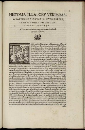 Historia Illa, Ceu Verissima, A Calumniis Vindicata, Quae Refert, Trajani Animam Precibus Divi Gregorii Pont. Rom.