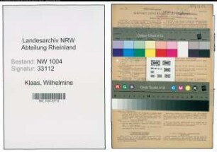 Entnazifizierung Wilhelmine Klaas , geb. 19.06.1913 (Angestellte)