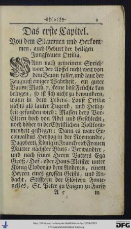 Lebenslauf der heiligen Ottilia.