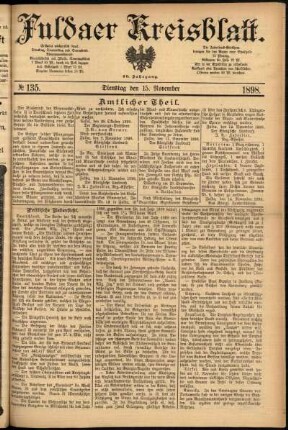 Erste Ausgabe vom Dienstag, den 15. November 1898.