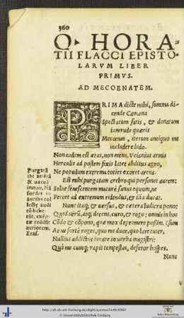 QUINTI HORATII FLACCI EPISTOLARUM LIBER PRIMUS