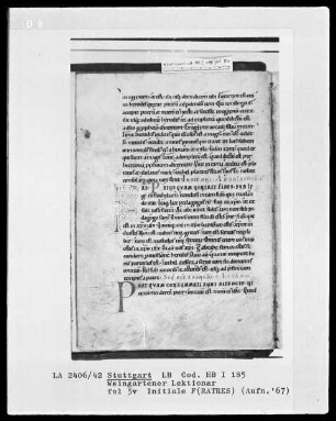 Voll-Lektionar — Initiale F(RATRES), Folio 5verso