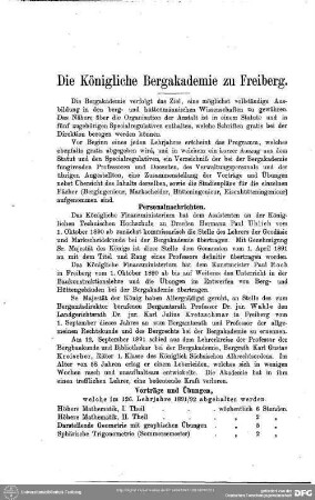 Die Königliche Bergakademie zu Freiberg