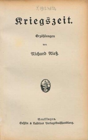 Kriegszeit : Erzählungen