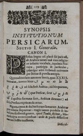 Synopsis Institutionum Persicarum.