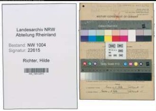 Entnazifizierung Hilde Richter , geb. 03.05.1912 (Kauffrau)
