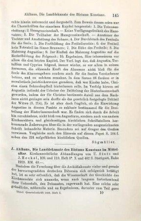145-146 [Rezension] Ahlhaus, Joseph, Die Landdekanate des Bistums Konstanz im Mittelalter