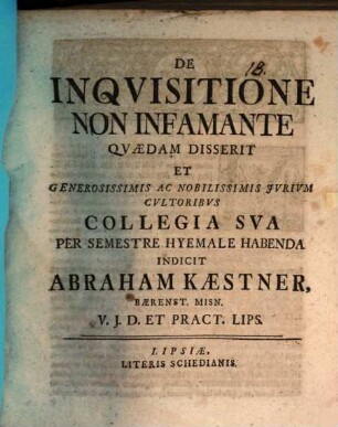 De inquisitione non infamante